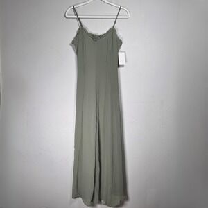 A New Day Womens Small Green Ruffle Chiffon Adjustable Strap Maxi Dress Spring‎
